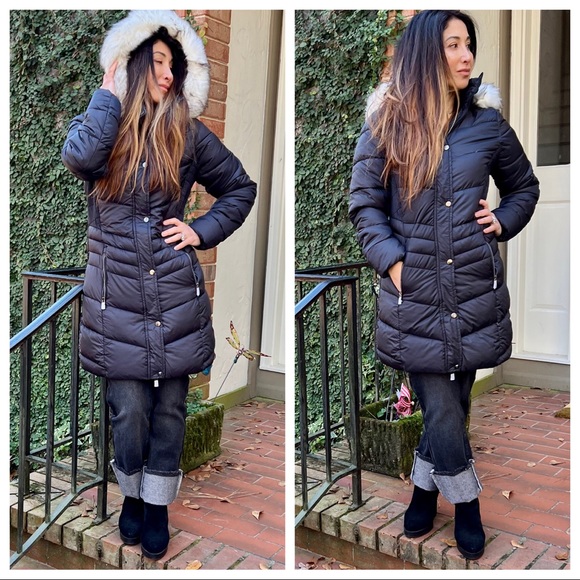 Most Fabulous warm Hooded Faux Fur Long Puffer Jacket - Picture 7 of 8